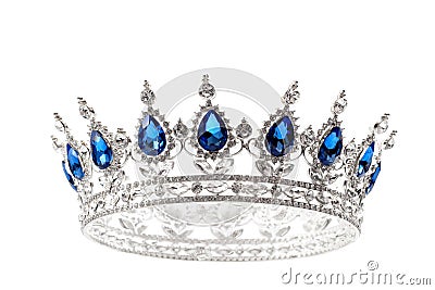 Beauty pageant winner, bride accessory in wedding and royal crown for a queen concept with a silver tiara covered diamonds and Stock Photo