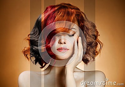 Beauty Portrait. Concept Coloring Hair Stock Photo
