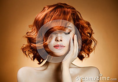 Beauty Portrait. Curly Hair Stock Photo