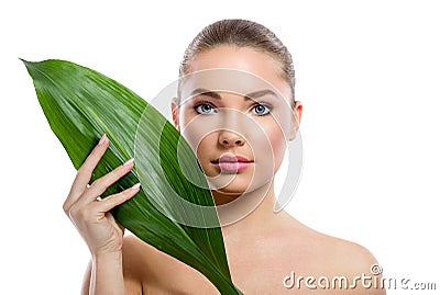 Beauty portrait, pure beauty model with perfect fresh skin Stock Photo