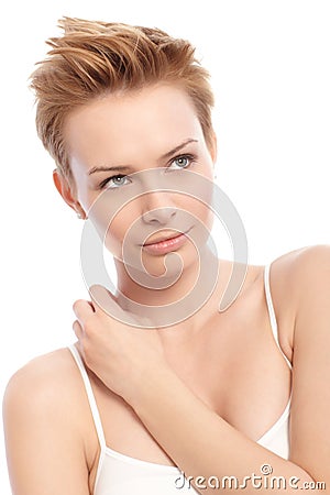 Beauty portrait of short hair woman Stock Photo