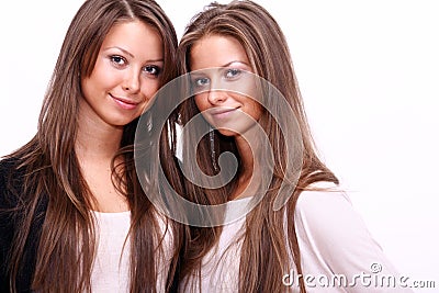 Beauty portrait of two beautiful young women Stock Photo