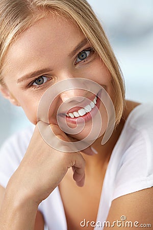 Beauty Portrait Of Woman With Beautiful Smile Fresh Face Smiling Stock Photo