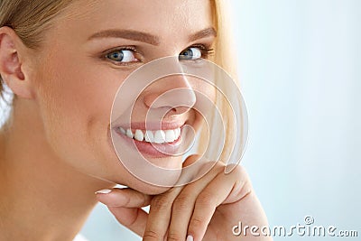 Beauty Portrait Of Woman With Beautiful Smile Fresh Face Smiling Stock Photo