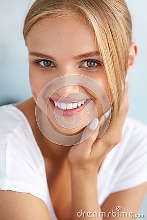 Beauty Portrait Of Woman With Beautiful Smile Fresh Face Smiling Stock Photo