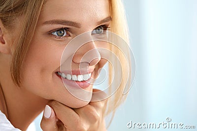 Beauty Portrait Of Woman With Beautiful Smile Fresh Face Smiling Stock Photo