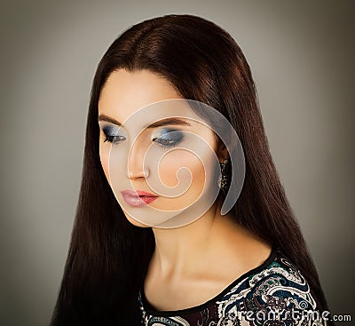 Beauty Portrait of Woman with Fashionable Makeup Stock Photo