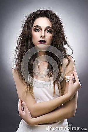 Beauty portrait of the young woman with a vanguard make-up Stock Photo