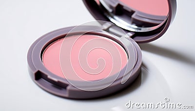 Beauty product collection eyeshadow palette, pink lipstick, shiny mascara generated by AI Stock Photo