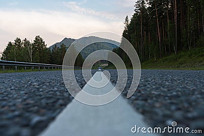 Beauty road M52 called Chuiskiy trakt Stock Photo