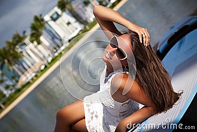 Beauty Romantic Girl Outdoors. Freedom concept. Stock Photo