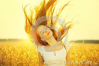 Beauty romantic girl outdoors Stock Photo