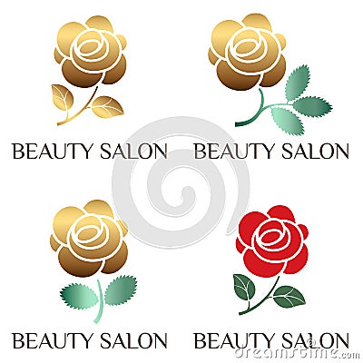 Beauty logo, rose, poppy, peony symbol for beauty salon, beauty shop, make up artist, flower shop. Flat modern style, simple Vector Illustration