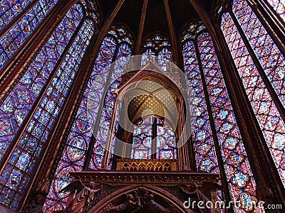 The beauty of saint--chapelle's stained glass windows Editorial Stock Photo