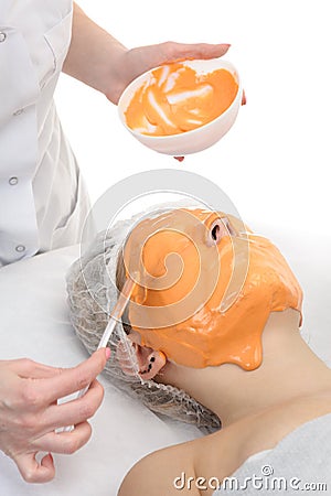 Beauty salon, Alginate Powder facial Mask Stock Photo