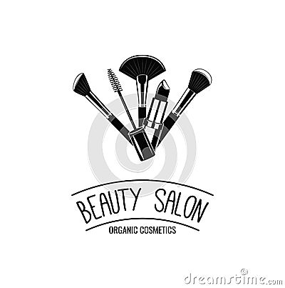 Beauty Salon Badge. Makeup Brushes Logo Vector Vector Illustration