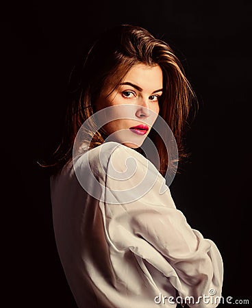 Beauty salon. fashion and beauty concept. youth attractiveness. pure beauty. woman with short stylish hair. girl sexy Stock Photo