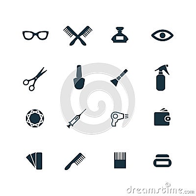 Beauty salon icons set Vector Illustration