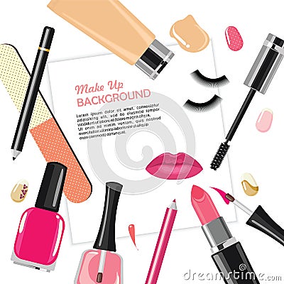 Beauty salon manicure salon cosmetics and accessories. Vector Illustration