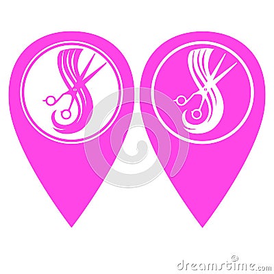 Beauty salon pin pointer in two color version Vector Illustration