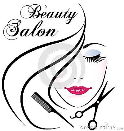 Beauty salon pretty woman hair face logo Vector Illustration