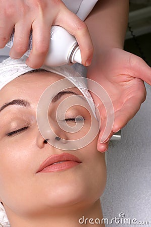 Beauty salon series, hydration before cleaning Stock Photo