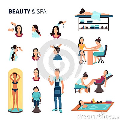 Beauty Salon Spa Set Vector Illustration
