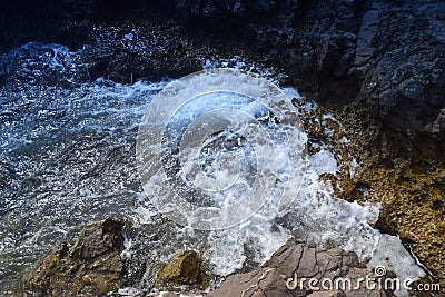 The beauty of the sea and nature on a rocky beach Stock Photo