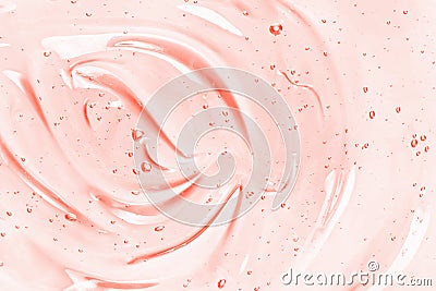 Beauty serum gel texture. Pink clear skincare cream with bubbles background Stock Photo