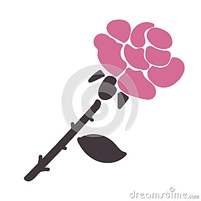 Beauty Service Rose Flower Flat Doodle Element Vector Illustration