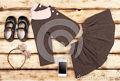 Beauty set of girl`s fashion and accessories Stock Photo