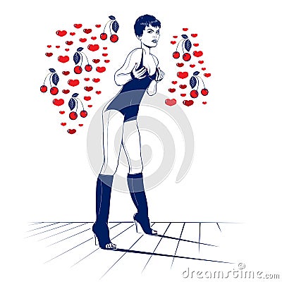 Beauty Valentine girl Vector Illustration