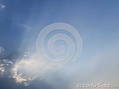 The beauty of the sky with a circle shape, sunlight breaking through the clouds, line shape Stock Photo