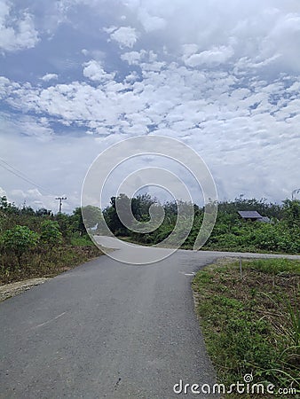 the beauty of the sky at a lonely crossroads Stock Photo