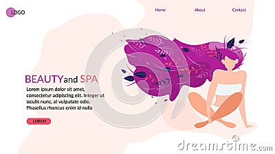 Beauty and Spa, Girl in Underwear Doing Treatment. Vector Illustration