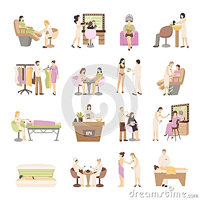 Beauty Spa Salon People Set Vector Illustration