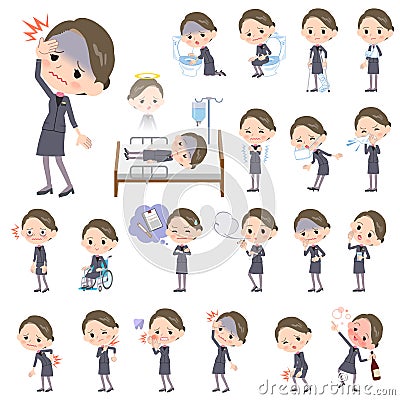 Beauty staff women_sickness Vector Illustration