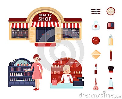 Beauty Store Icon Set Vector Illustration