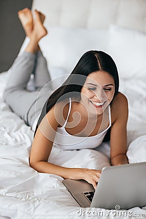 Beauty surfing the net. Stock Photo