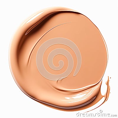 Beauty swatch and cosmetics texture, circle round beige liquid cosmetic foundation sample isolated on white background, generative Stock Photo