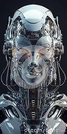 The Beauty of Symmetry: Clear and Smooth Complexion of a Robot Stock Photo