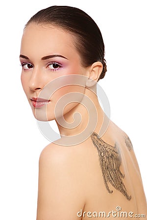 Beauty with tattoo Stock Photo