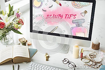 Beauty Tips Makeup Accessories Concept Stock Photo