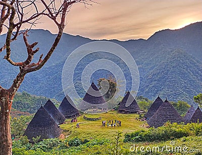 the beauty of the traditional village of Wae Rebo, Flores, Indonesia. Stock Photo
