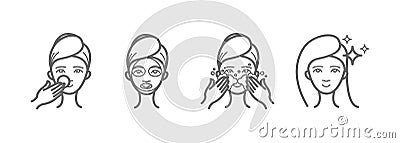 Beauty treatment icons set, face care, mask Vector Illustration