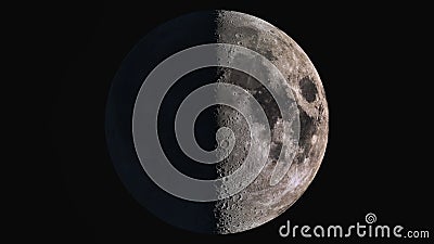 The beauty of the universe: Wonderful super detailed first quarter Moon Stock Photo