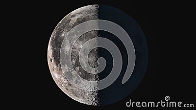 The beauty of the universe: Wonderful super detailed third quarter Moon Stock Photo