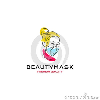 Beauty Virus Mask Line Fulcolor logo design Stock Photo