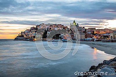 Imperia Porto Maurizio at sunset Stock Photo