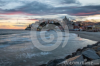 Imperia Porto Maurizio at sunset Stock Photo